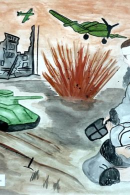 Детские рисунки сталинградская битва
