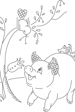 Свинья под дубом рисунок карандашом