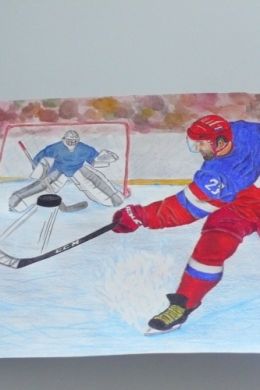 Хоккеист детский рисунок