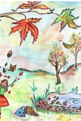 Детские рисунки на тему золотая осень