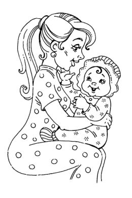Раскраска мама с дочкой