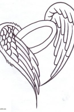 Раскраска сердечко с крыльями