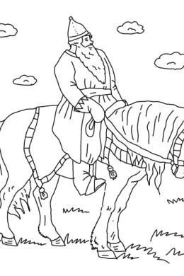 Богатырь на коне раскраска