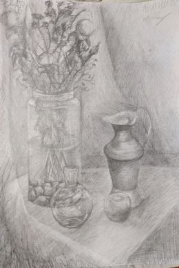 Натюрморт ваза карандашом