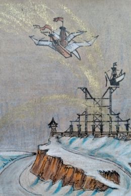 Летучий корабль рисунок карандашом
