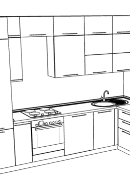 Кухня нарисованная карандашом
