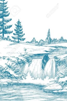 Рисунок реки карандашом