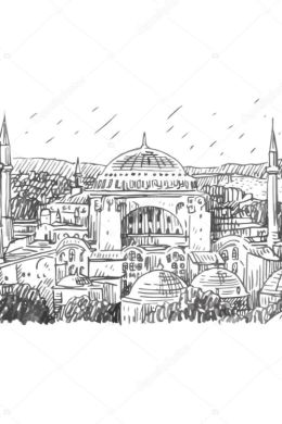 Стамбул рисунок карандашом