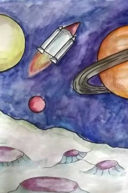 Рисунок на тему космос простым карандашом
