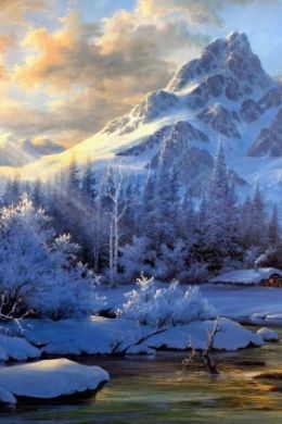 Живопись зима пейзаж