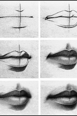 Рисунок губы карандашом