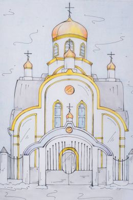Рисунок карандашом храм