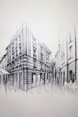 Рисунок карандашом городской пейзаж