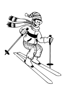 Рисунок карандашом лыжи для детей