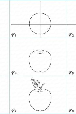 Рисунок яблоко для детей карандашом