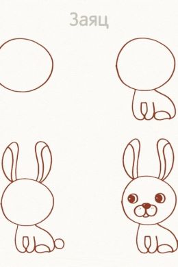Рисунок заяц для детей поэтапно
