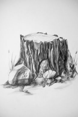 Рисуя пеплом наброском на камне