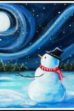 Рисунок снеговика красками
