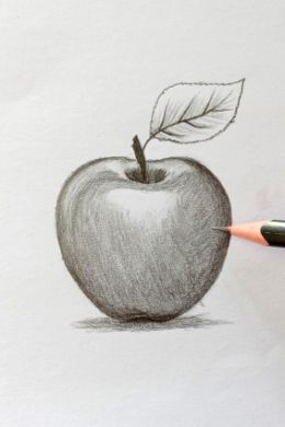 Рисунок карандашом яблоко с тенью