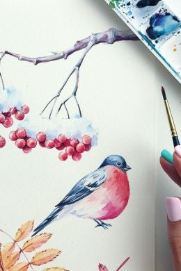 Легкий рисунок птички