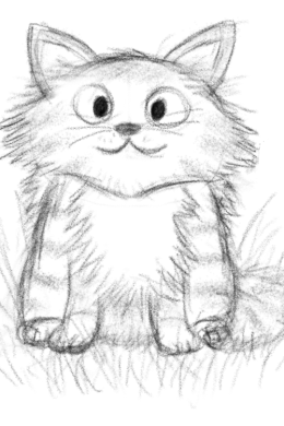 Рисунок карандашом легкий котенок