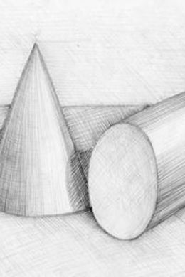 Натюрморт геометрических фигур простым карандашом