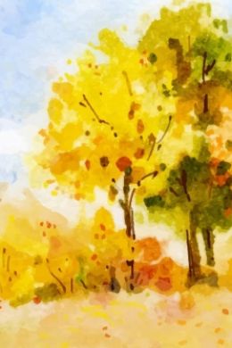 Рисунок осень акварелью