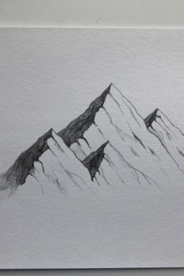 Рисунок карандашом море и горы