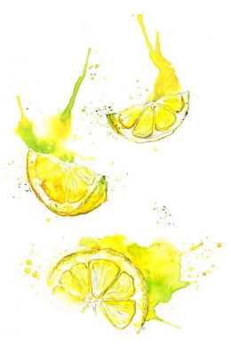 Лимон акварелью поэтапно