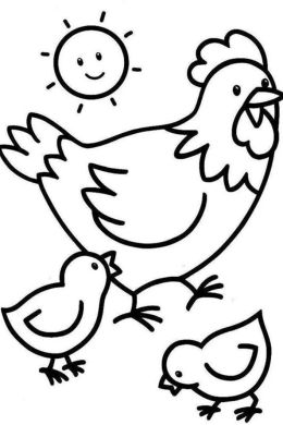 Рисунок курица с цыплятами для детей