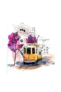 Рисунок трамвай для детей