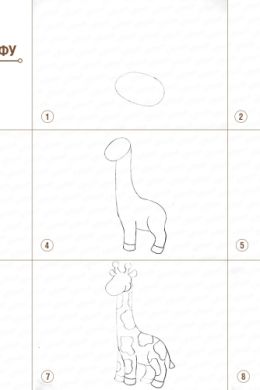 Рисунок жираф для детей поэтапно