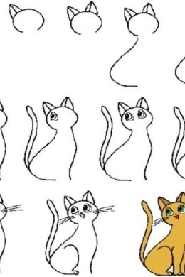 Рисунок кошка для детей поэтапно карандашом