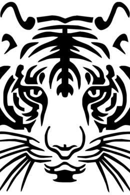Трафарет черно белый тигр