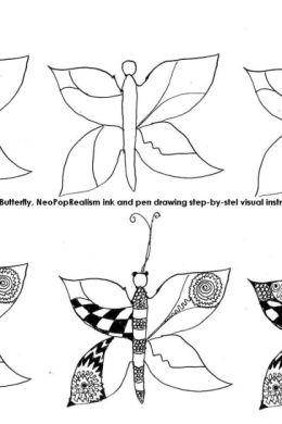 Рисунок карандашом поэтапно бабочка