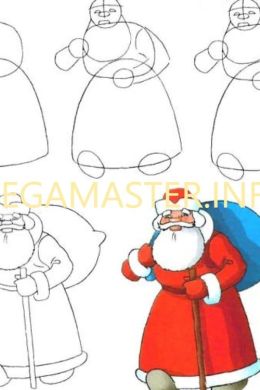 Санта клаус рисунок поэтапно