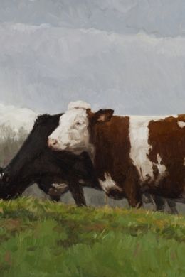 Пейзаж с коровами живопись