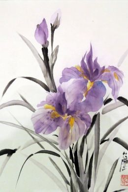 Китайская живопись акварелью цветы