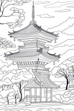 Японская пагода эскиз