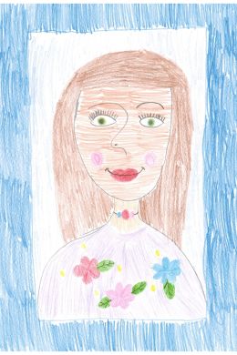 Детский рисунок портрет мамы