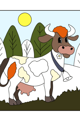 Раскраска корова и теленок