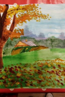 Золотая осень рисунок в детский сад