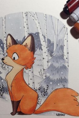 Рисунок лисы карандашом