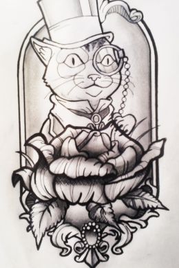 Эскиз чеширский кот