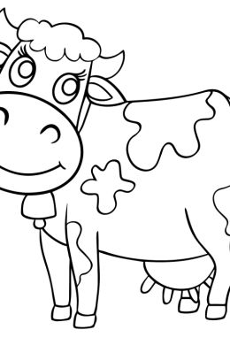 Корова раскраска для малышей