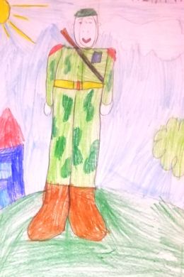 Детский рисунок солдата карандашом