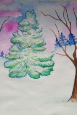 Зимний лес рисунок карандашом