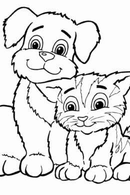 Раскраски котики и собачки