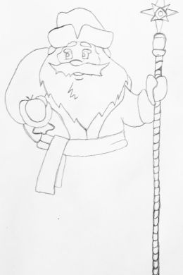 Дедушка мороз рисунок карандашом
