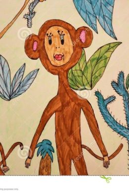 Детский рисунок обезьянки